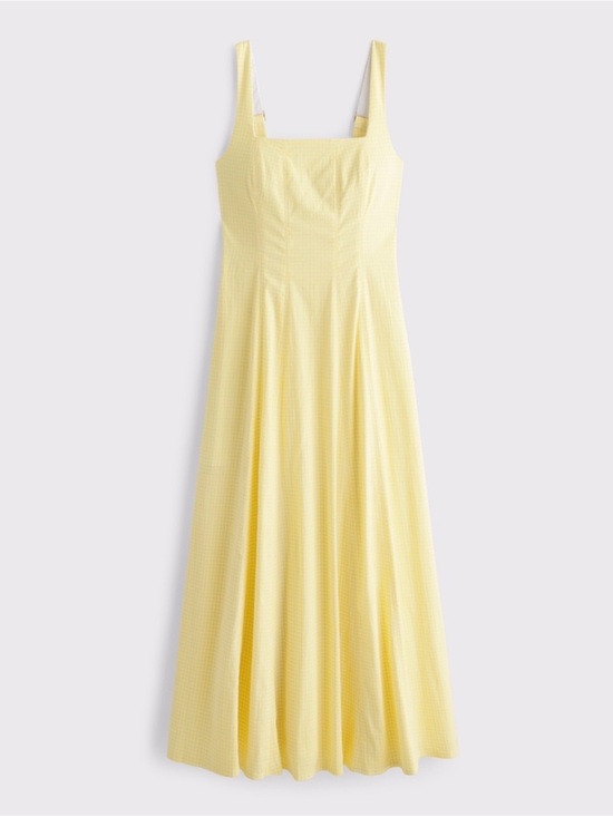 Abercrombie & Fitch Dresses & Skirts - The A&F Mila Yellow Gingham Square-Neck Midi Dress